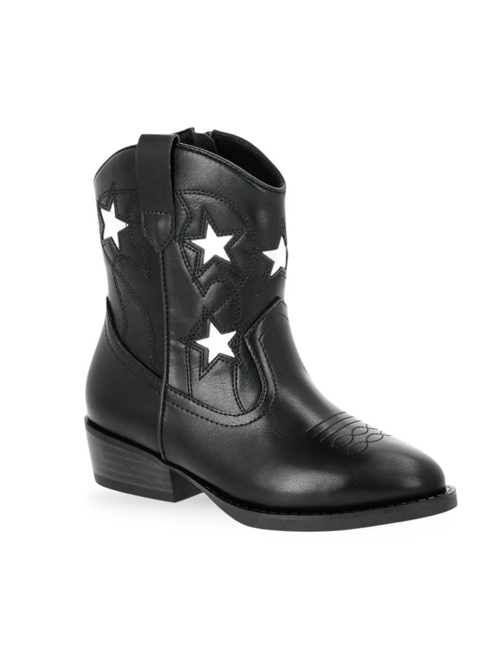 Wonder Nation Star Western Cowgirl Boots Black White Big Girl Size 4 NWT